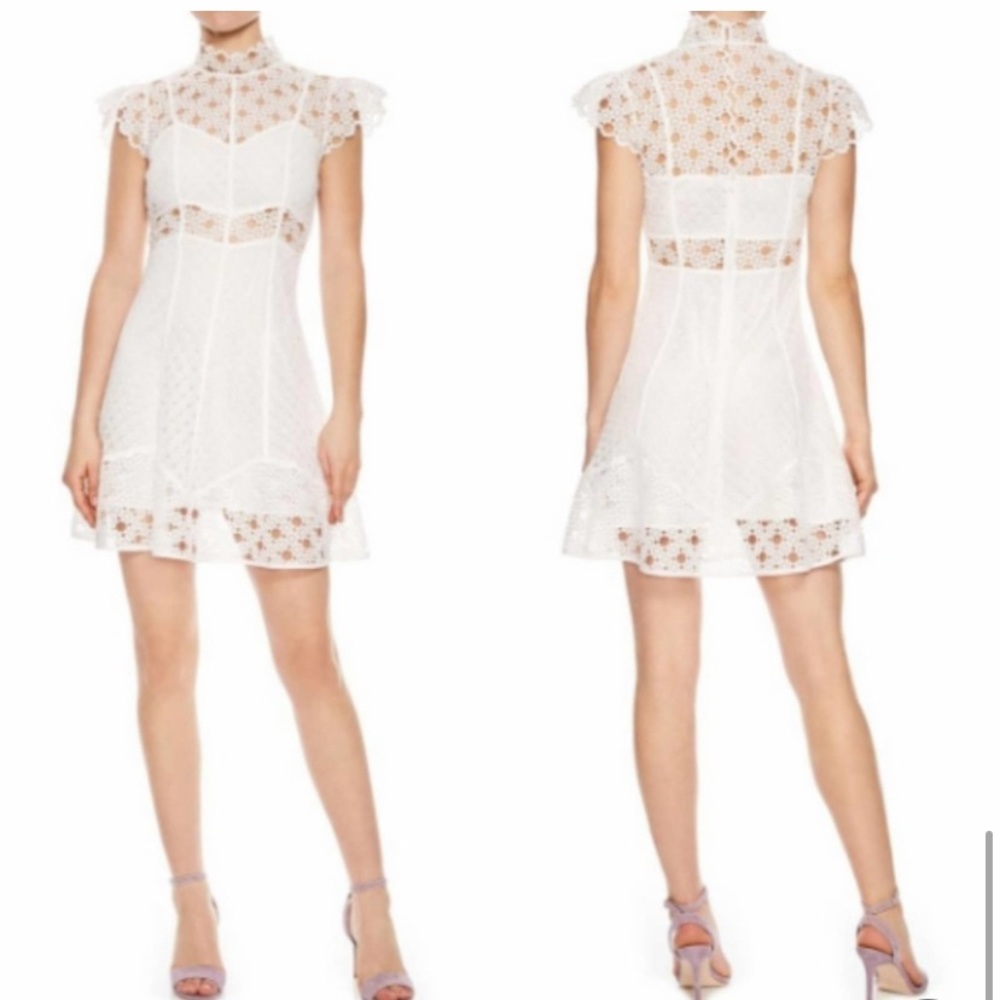 Sandro Paris Jannie White Crochet Mini Dress New Victorian A-Line XS
